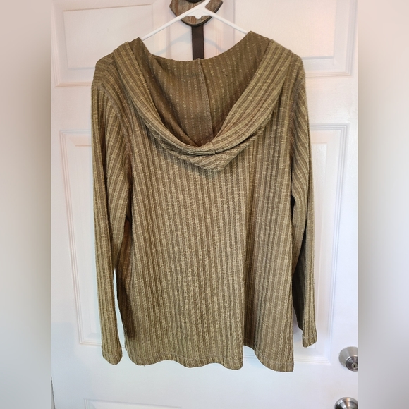 Absolutely Famous Woman's Long Sleeve Sweater Hoodie,  Size: 1X Color: OD Green - Picture 12 of 14